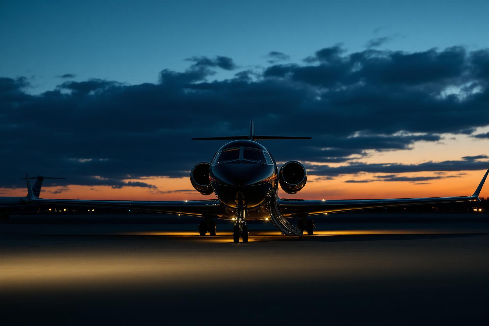 Private aviation at dusk